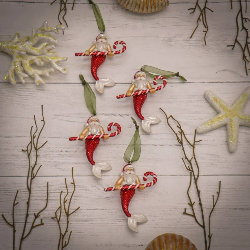 4 Piece HGTV Home Collection Santa Merman Ornaments National Tree CompanyLBRH521