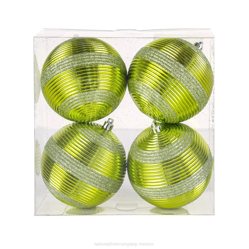 First Traditions 4 Piece Shatterproof Swirling Lime Green Ornaments National Tree CompanyLBRH537