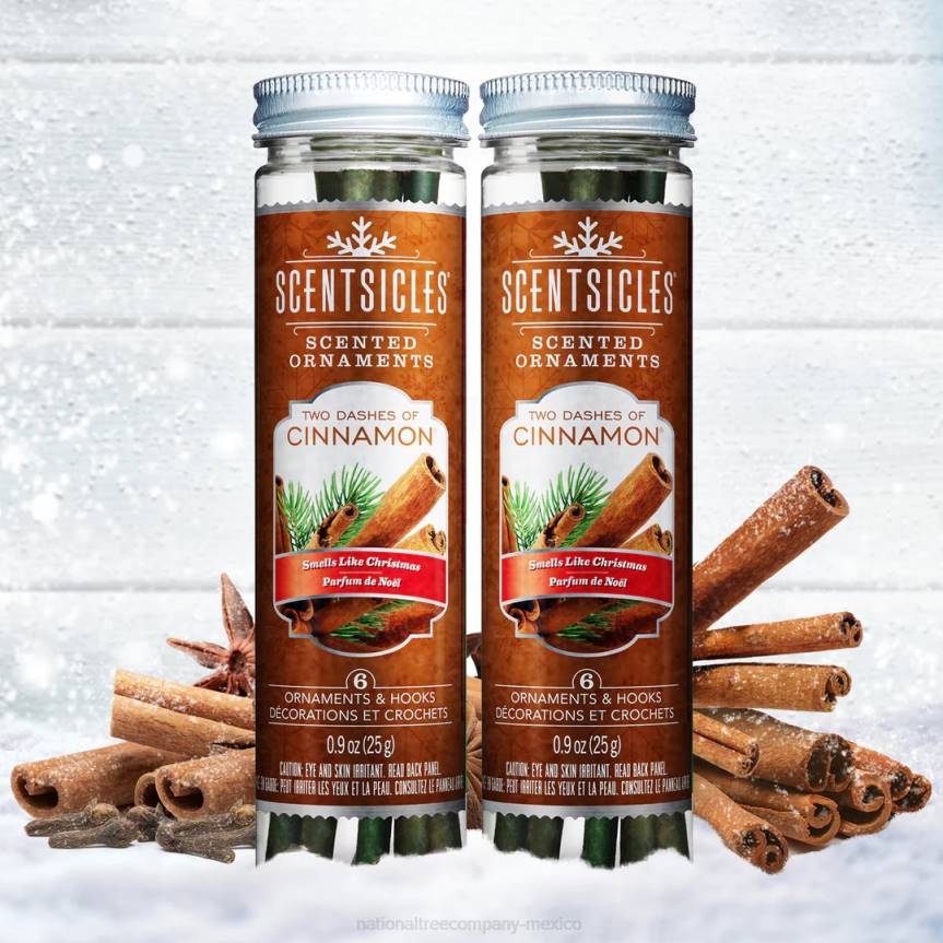 Scented Ornaments, 2-Pack- 6ct Bottle, 2 Dashes of Cinnamon, Fragrance-Infused Paper Sticks National Tree CompanyLBRH546