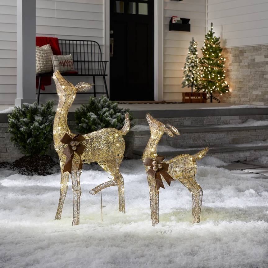 38 in. and 28 in. Pre-Lit Fawn with Doe Decoration National Tree CompanyLBRH590