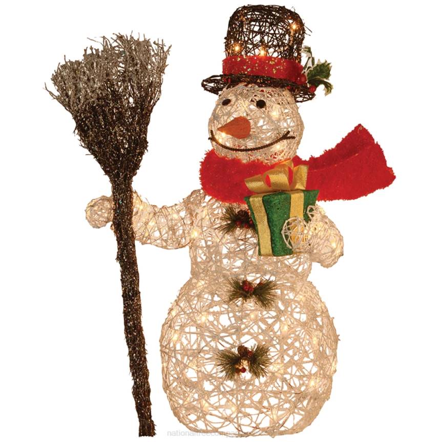 Pre-Lit 27in White Rattan Snowman National Tree CompanyLBRH678