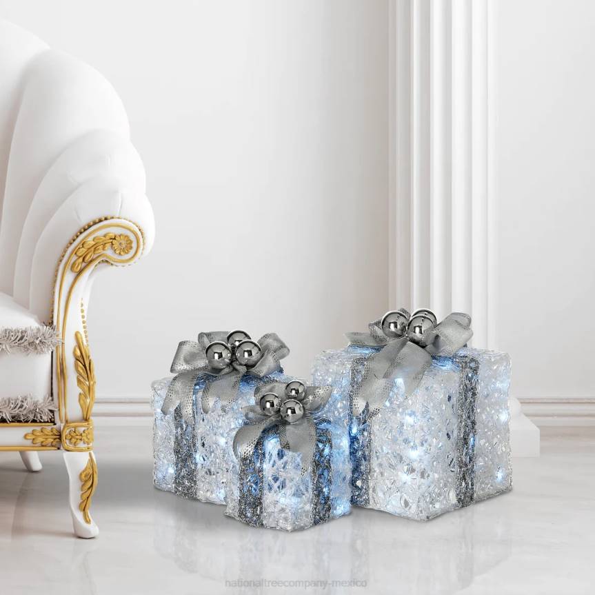 Pre-Lit Decorated White Gift Box Assortment National Tree CompanyLBRH589