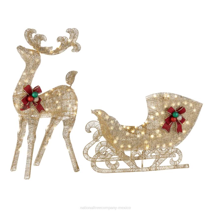 Reindeer and Santas Sleigh with LED Lights National Tree CompanyLBRH594