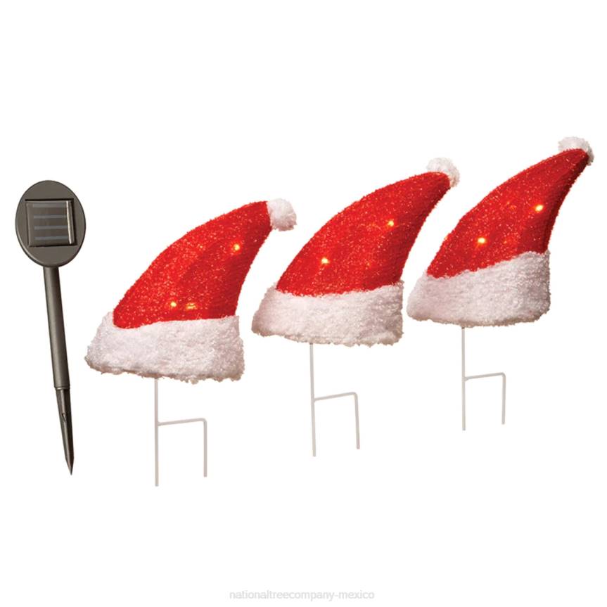 Three 18 in. Solar Lit Santa Hats National Tree CompanyLBRH624