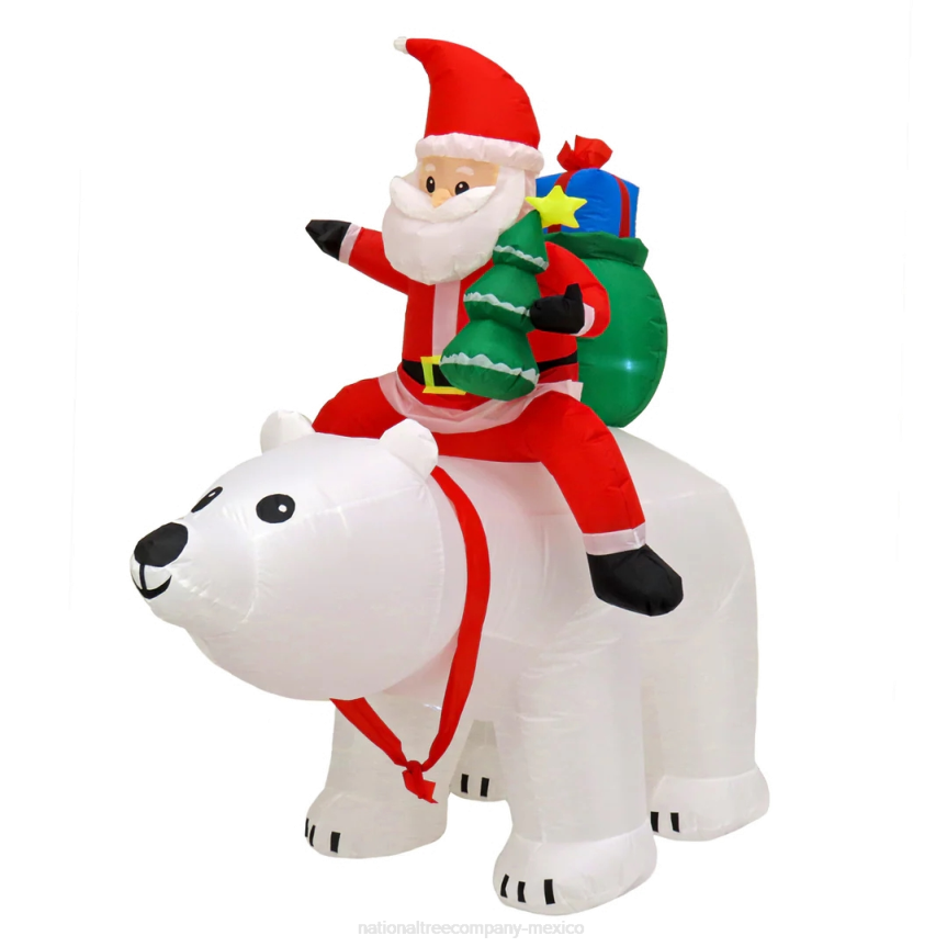 First Traditions 6 ft. Inflatable Santa Riding Polar Bear National Tree CompanyLBRH649