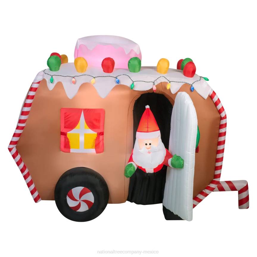 Inflatable Gingerbread Trailer with Santa, LED Lights, Plug In, Christmas Collection, 7.5 Feet National Tree CompanyLBRH661