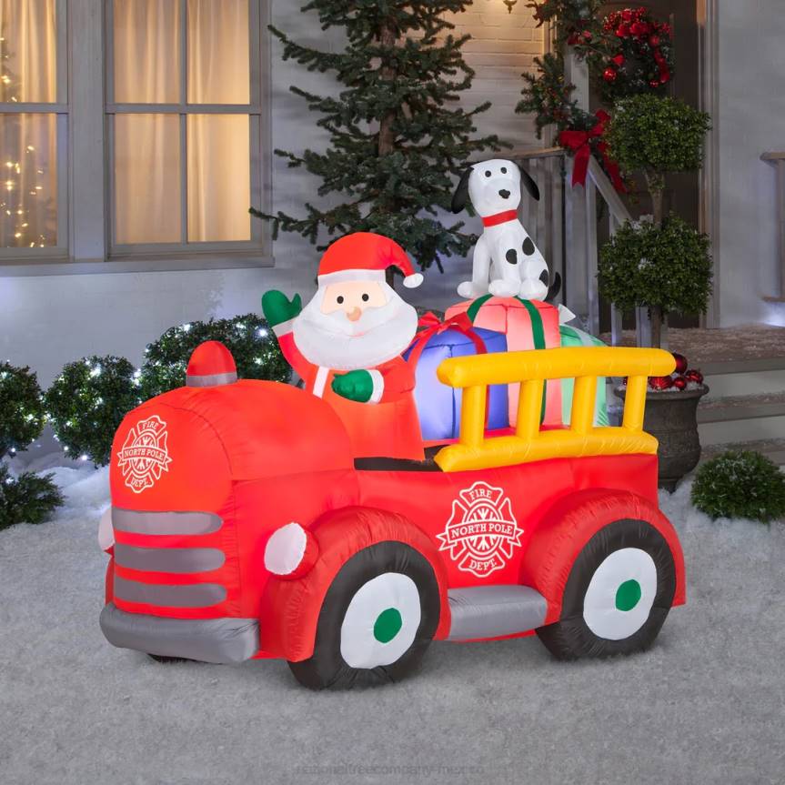 Inflatable Santa in Vintage Firetruck, LED Lights, Plug In, Christmas Collection, 6 Feet National Tree CompanyLBRH660