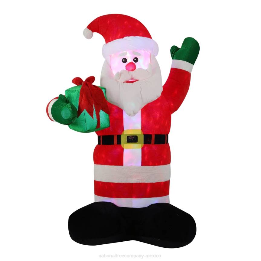 Inflatable Santa with Gift, LED Lights, Plug In, Christmas Collection, 8 Feet National Tree CompanyLBRH667
