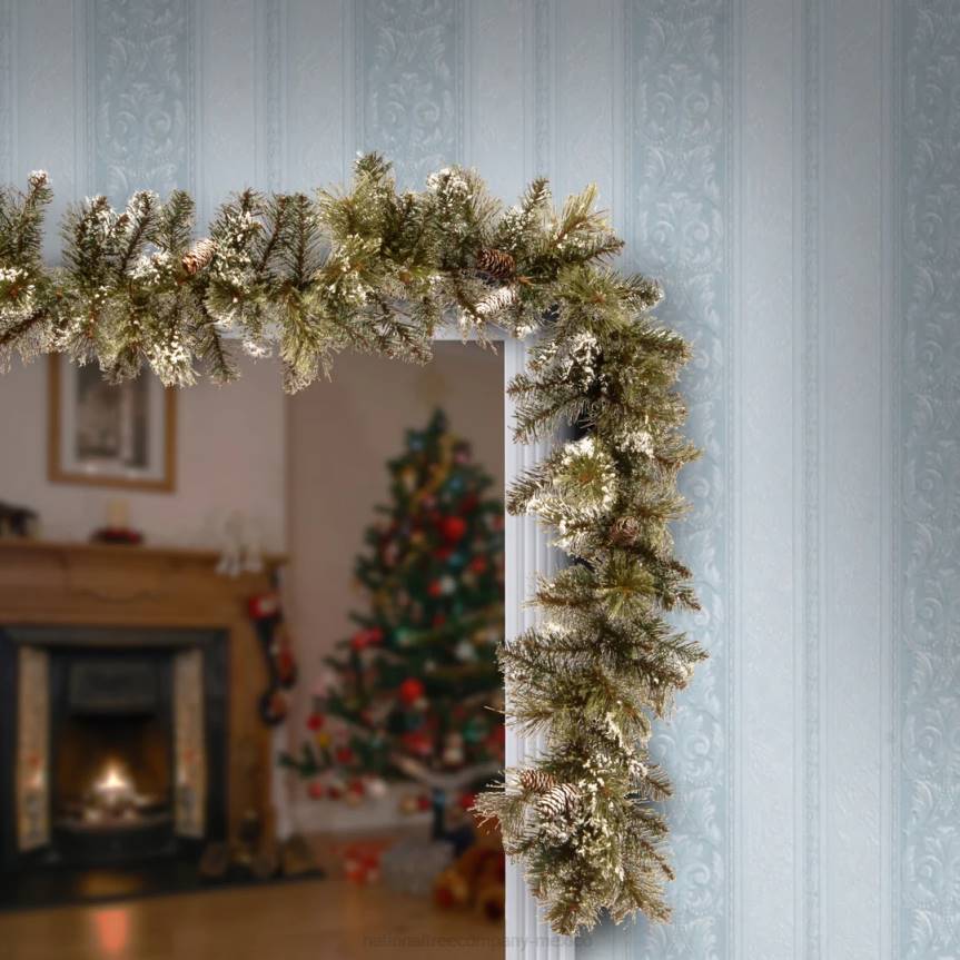 Artificial Christmas Garland, Green, Glittery Pine, Decorated With Pine Cones, Frosted Branches, Christmas Collection, 6 Feet National Tree CompanyLBRH378