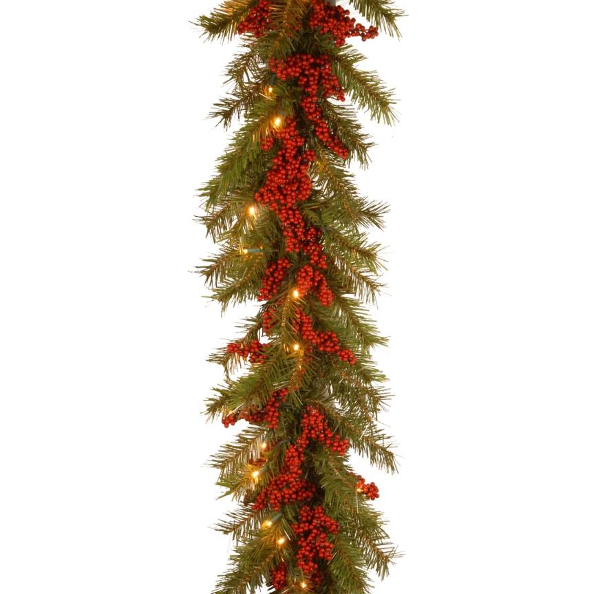 Artificial Christmas Garland, Green, Valley Pine, Decorated With Berry Clusters, Christmas Collection, 9 Feet National Tree CompanyLBRH400