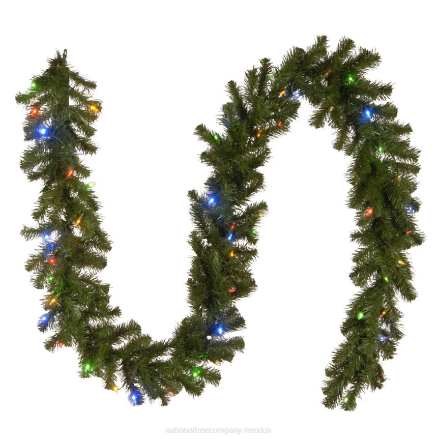 Pre-Lit Artificial Christmas Garland, Green, North Valley Spruce, Dual Color LED Lights, Battery Operated, Christmas Collection, 9 Feet National Tree CompanyLBRH335