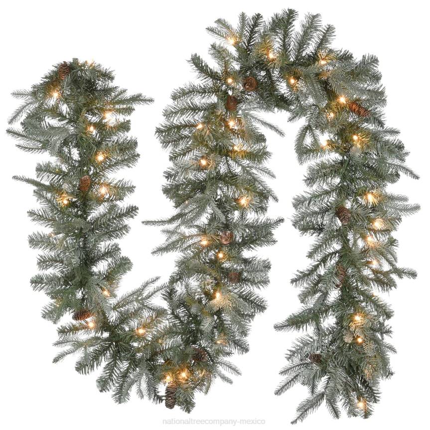 Pre-Lit 'Feel Real' Artificial Christmas Garland, Green, Arctic Spruce, White Lights, Decorated With Pine Cones, Plug In, Christmas Collection, 9 Feet National Tree CompanyLBRH358