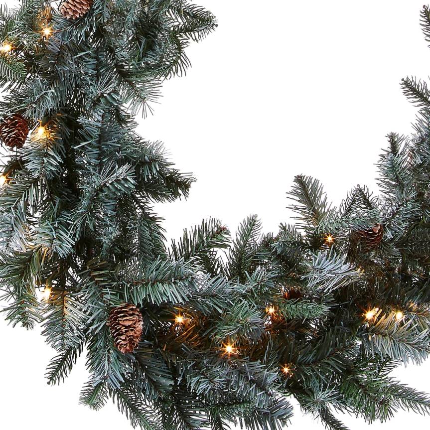 Pre-Lit 'Feel Real' Artificial Christmas Garland, Green, Arctic Spruce, White Lights, Decorated With Pine Cones, Plug In, Christmas Collection, 9 Feet National Tree CompanyLBRH358