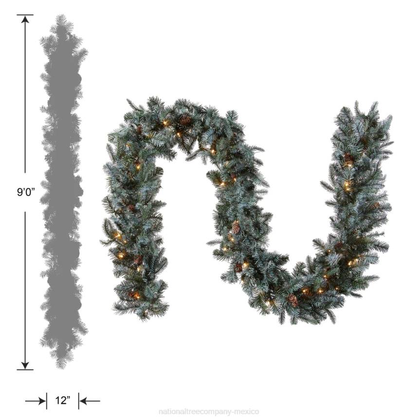 Pre-Lit 'Feel Real' Artificial Christmas Garland, Green, Arctic Spruce, White Lights, Decorated With Pine Cones, Plug In, Christmas Collection, 9 Feet National Tree CompanyLBRH358