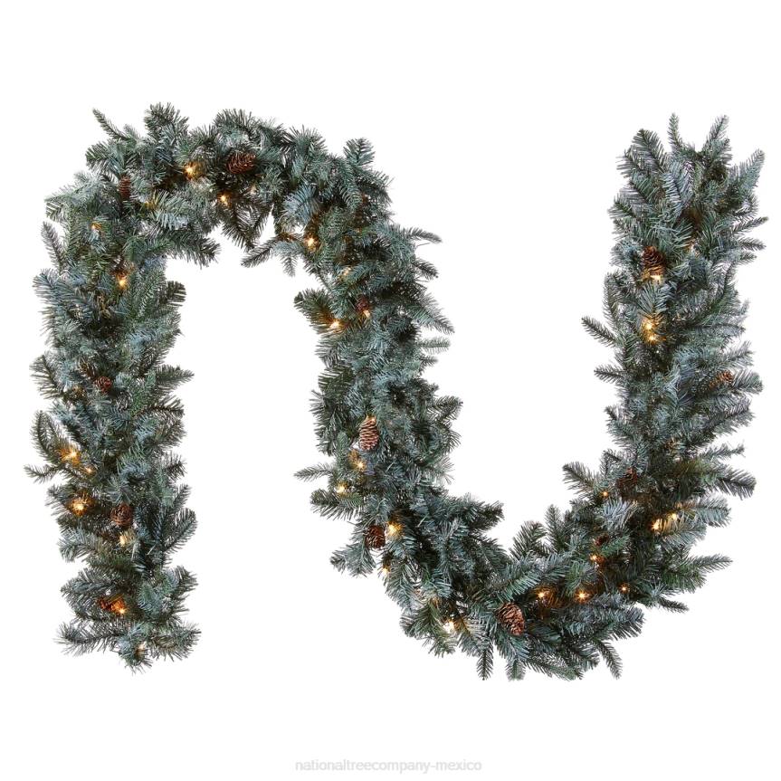 Pre-Lit 'Feel Real' Artificial Christmas Garland, Green, Arctic Spruce, White Lights, Decorated With Pine Cones, Plug In, Christmas Collection, 9 Feet National Tree CompanyLBRH358