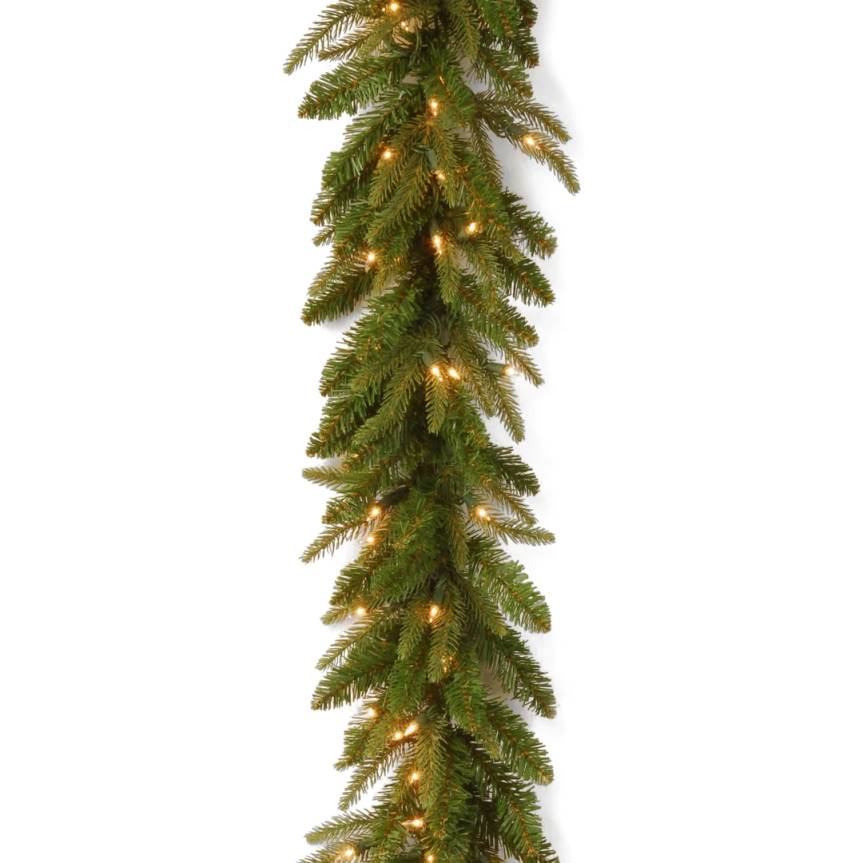 Pre-Lit 'Feel Real' Artificial Christmas Garland, Green, Frasier Grande, White Lights, Plug In, Christmas Collection, 9 Feet National Tree CompanyLBRH393