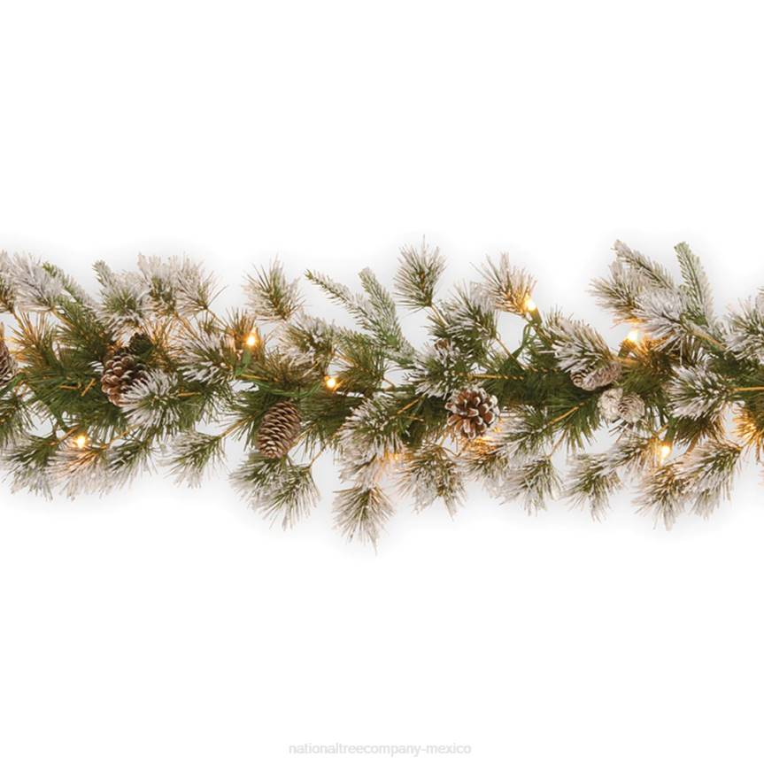 Pre-Lit 'Feel Real' Artificial Christmas Garland, Green, Liberty Pine, White Lights, Decorated With Pine Cones, Frosted Branches, Plug In, Christmas Collection, 9 Feet National Tree CompanyLBRH388