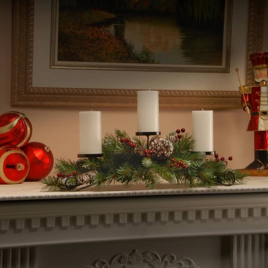 30in. Frosted Berry Centerpiece and Candle Holder National Tree CompanyLBRH455