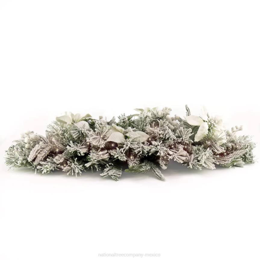 Pre-Lit Artificial Christmas Swag Frosted Colonial Mantle Swag, White LED Lights, Battery Powered, 3 ft National Tree CompanyLBRH479