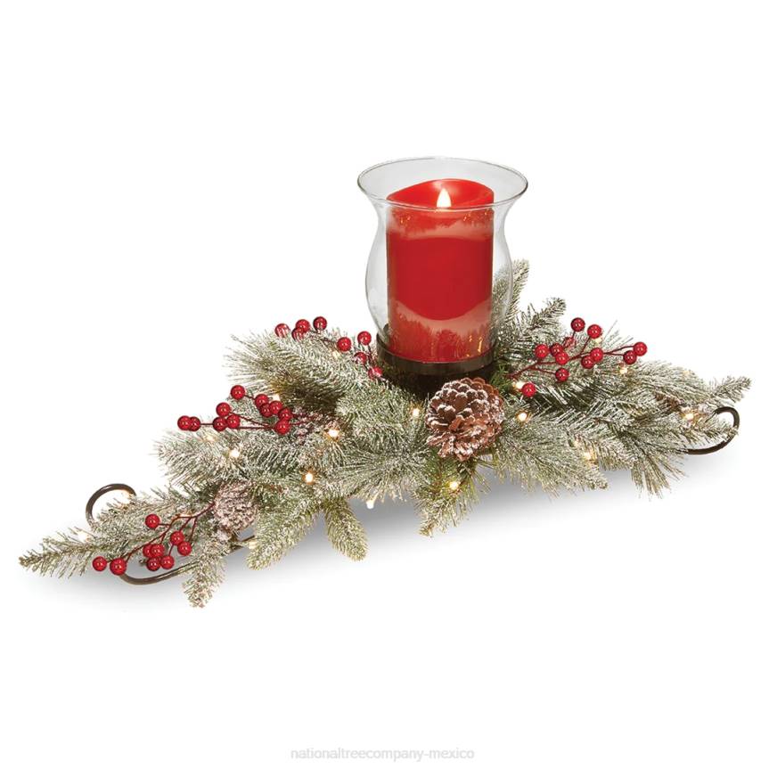 Snowy Bristle Berry Candleholder Centerpieces National Tree CompanyLBRH503