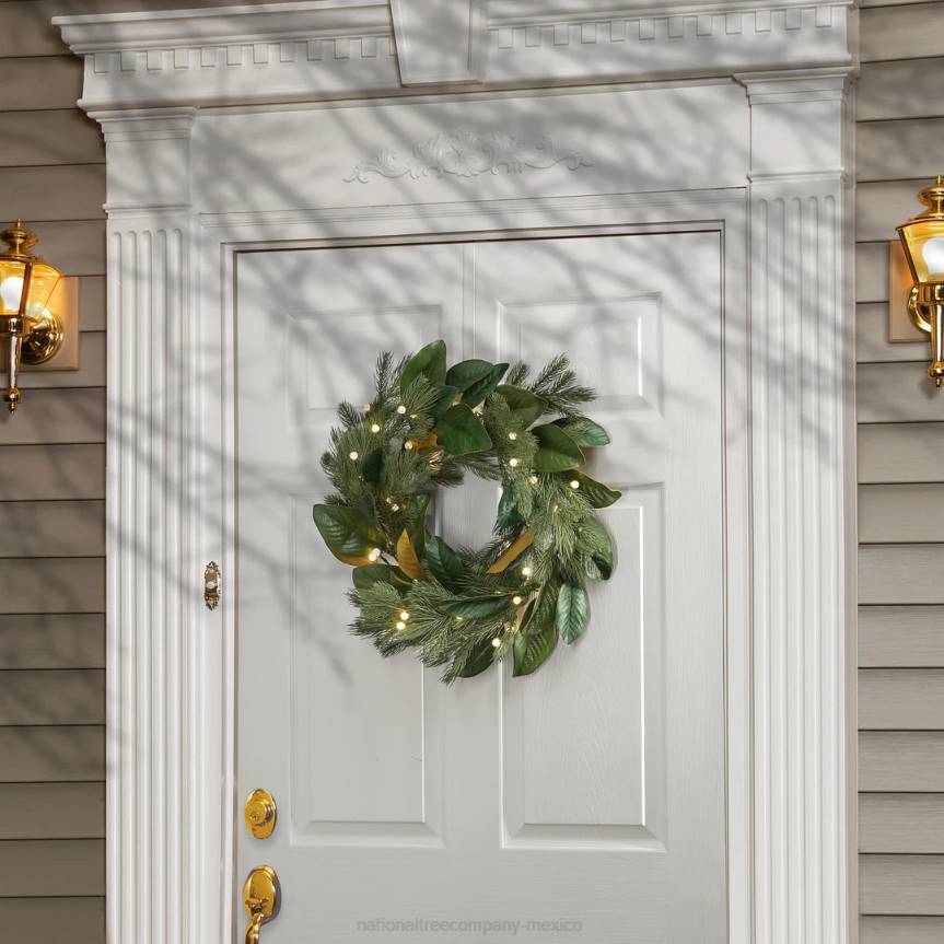24in Magnolia Mix Pine Wreath with LED Lights National Tree CompanyLBRH294