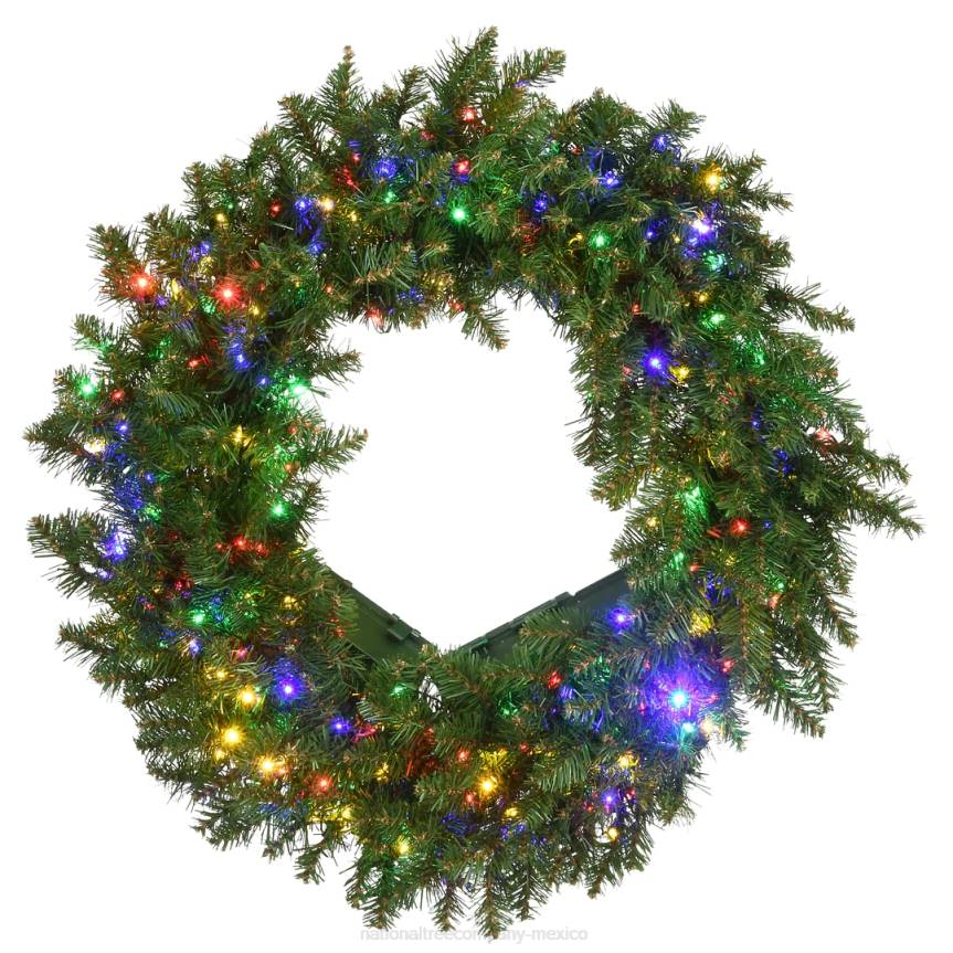 Pre-Lit Artificial Christmas Wreath, Green, Kingswood Fir, White Lights, Christmas Collection, 24 Inches National Tree CompanyLBRH284