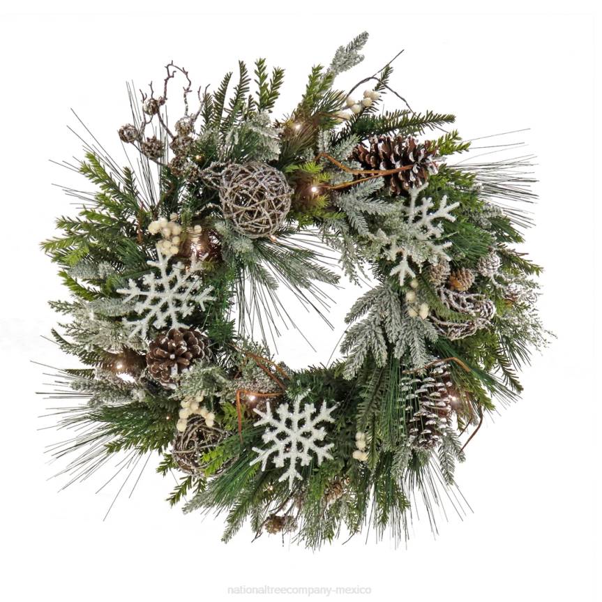 28in HGTV Home Collection Pre-Lit Cozy Winter Wreath National Tree CompanyLBRH257