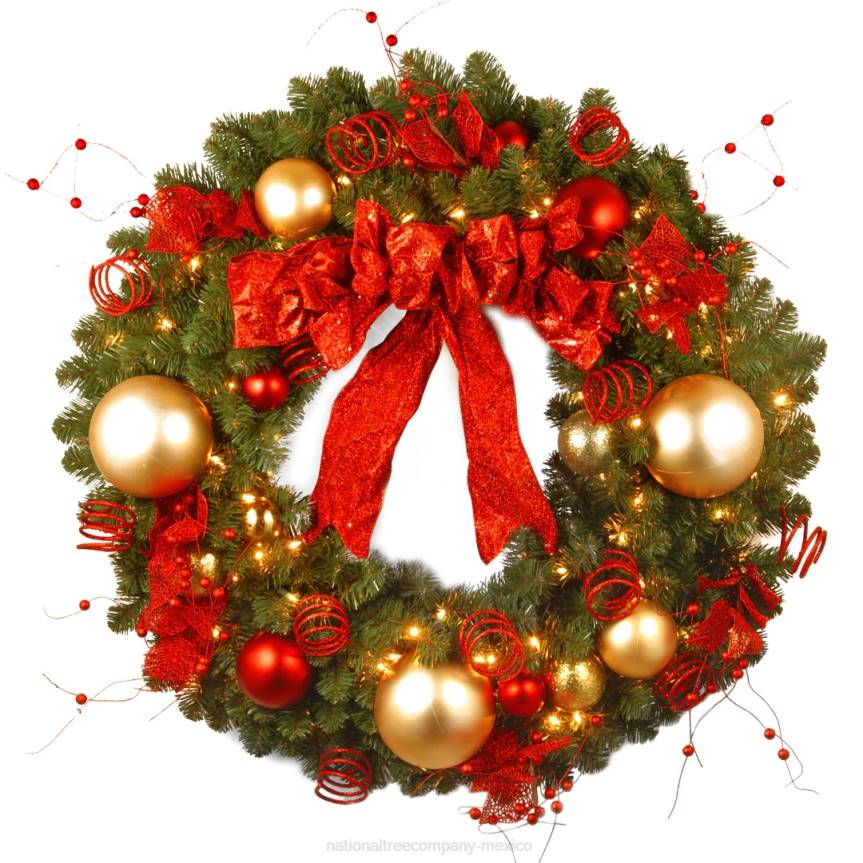 36in Decorative Collection Cozy Christmas Wreath with Red and Clear Lights National Tree CompanyLBRH246