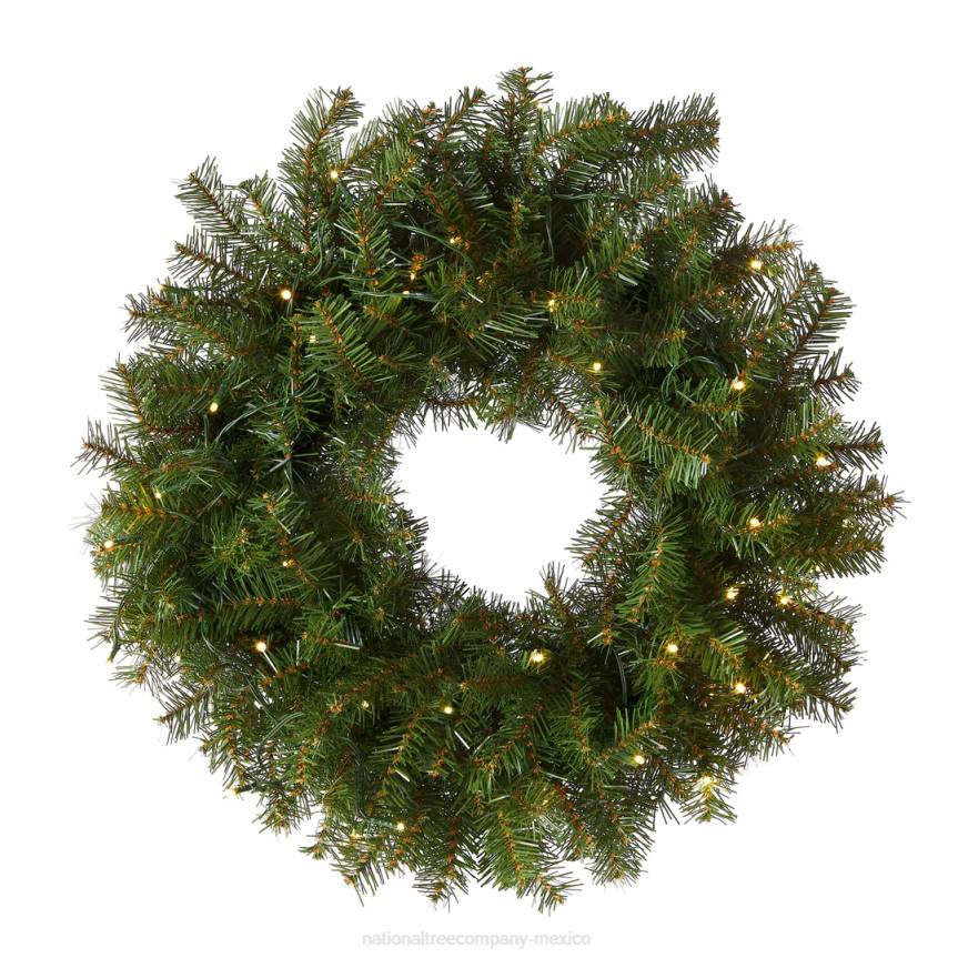 Pre-Lit Artificial Christmas Wreath, Green, Norwood Fir, White Lights, Christmas Collection, 30 Inches National Tree CompanyLBRH252