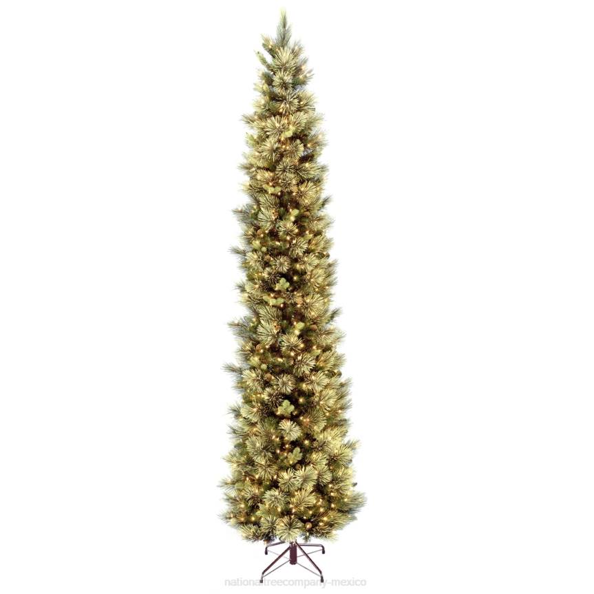Pre-Lit Artificial Giant Slim Christmas Tree, Green, Carolina Pine, White Lights, Flocked with Pine Cones, Includes Stand, 12 feet National Tree CompanyLBRH43