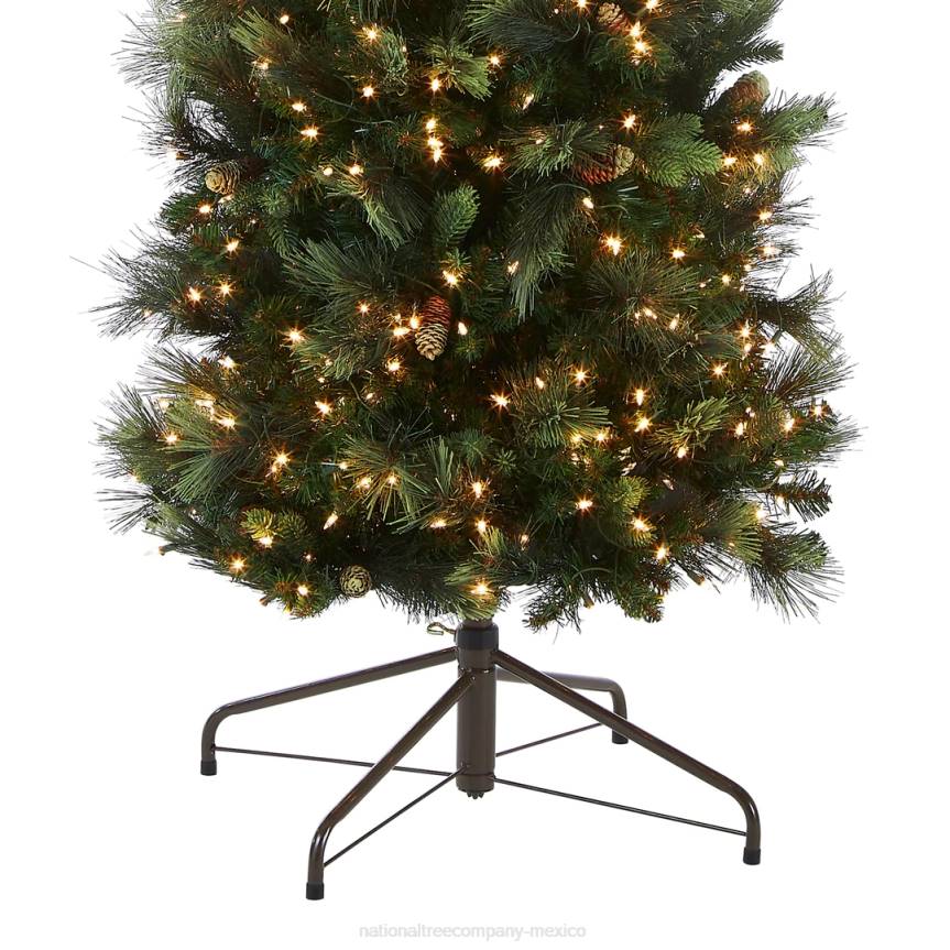 Pre-Lit Artificial Giant Slim Christmas Tree, Green, Carolina Pine, White Lights, Flocked with Pine Cones, Includes Stand, 12 feet National Tree CompanyLBRH43