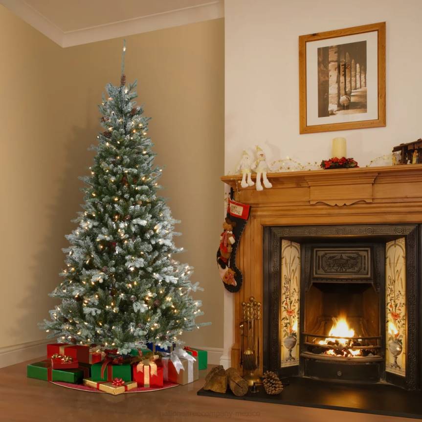 6.5 ft Snowy Morgan Spruce Slim Tree with Clear Lights National Tree CompanyLBRH72