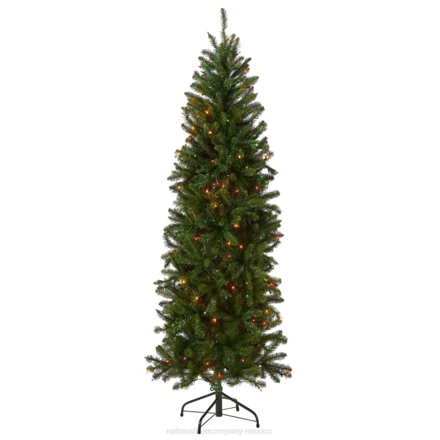 Artificial Pre-Lit Slim Christmas Tree, Green, Kingswood Fir, Multicolor Lights, Includes Stand, 6.5 Feet National Tree CompanyLBRH26