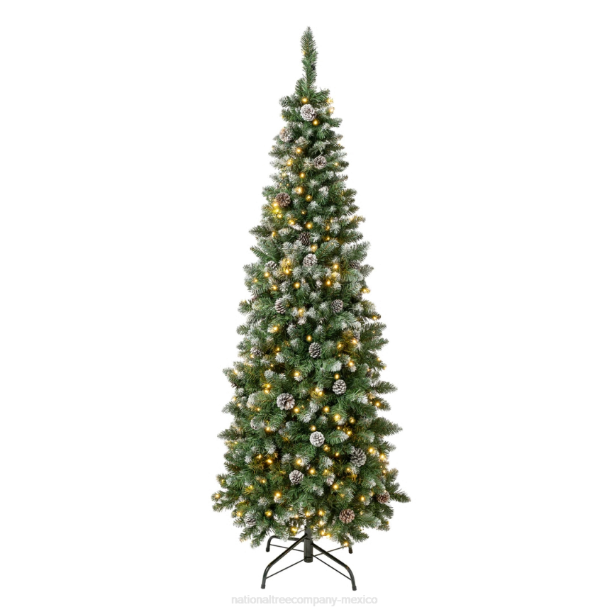 First Traditions Pre-Lit Oakley Hills Snowy Slim Christmas Tree with Hinged Branches, Warm White LED Lights, Plug In, 6 ft National Tree CompanyLBRH65