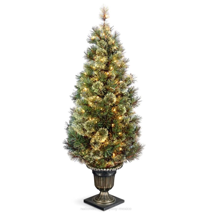 Pre-Lit Artificial Entrance Christmas Tree, Wispy Willow Grande, Green, White Lights, Includes Metal Base, 5 Feet National Tree CompanyLBRH174