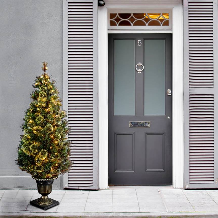 Pre-Lit Artificial Entrance Christmas Tree, Wispy Willow Grande, Green, White Lights, Includes Metal Base, 5 Feet National Tree CompanyLBRH174