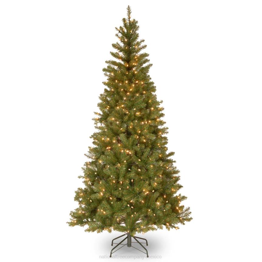 Pre-Lit Artificial Slim Christmas Tree, Green, Aspen Spruce, White Lights, Includes Stand, 6.5 Feet National Tree CompanyLBRH124