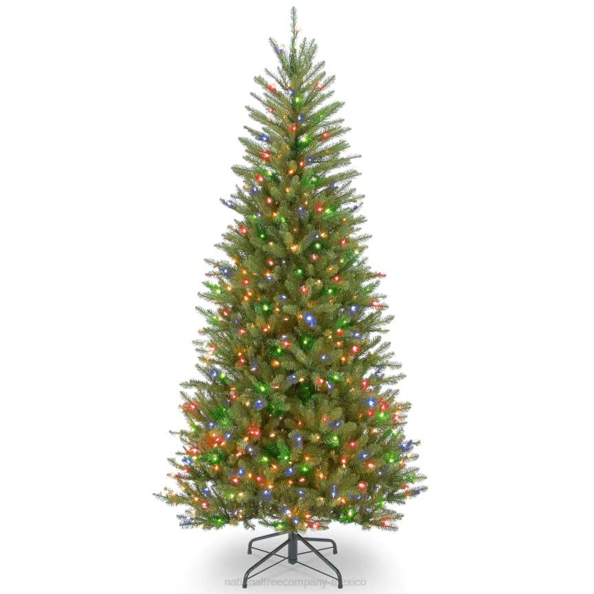 Pre-Lit Artificial Slim Christmas Tree, Green, Dunhill Fir, Multicolor Lights, Includes Stand, 6.5 Feet National Tree CompanyLBRH97