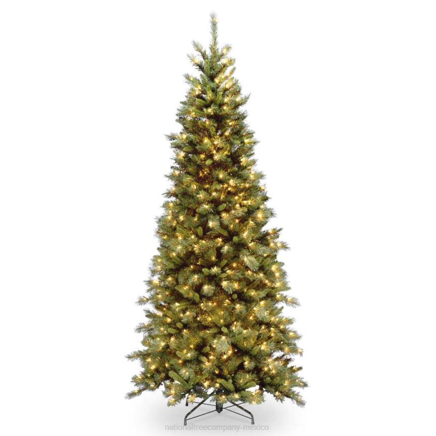 Pre-Lit Artificial Slim Christmas Tree, Green, Tiffany Fir, White Lights, Includes Stand, 6.5 Feet National Tree CompanyLBRH60