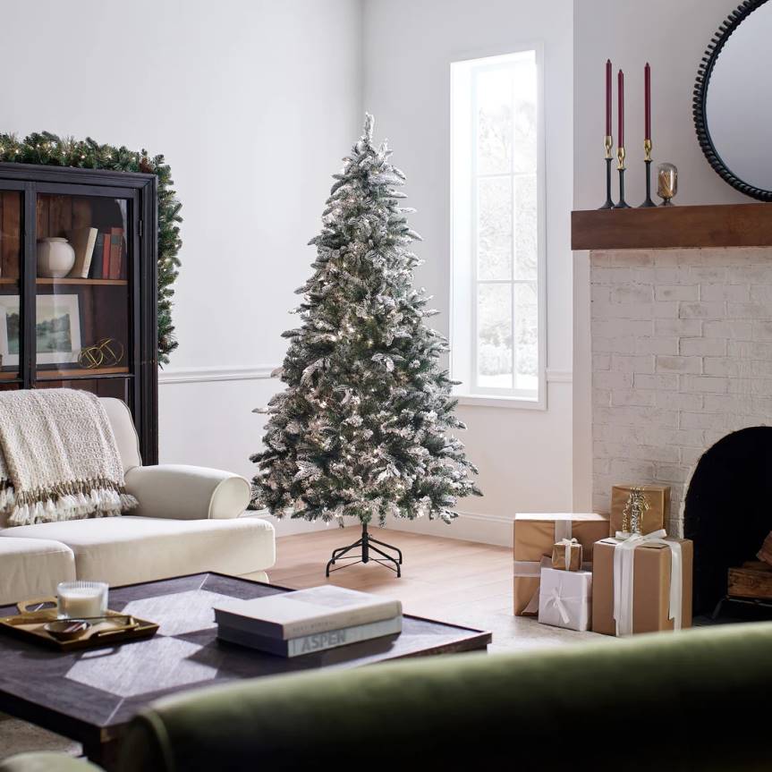 Pre-Lit 'Feel Real' Artificial Christmas Tree, Everest Fir, Green, White Lights, Includes Stand, 6.5 Feet National Tree CompanyLBRH146