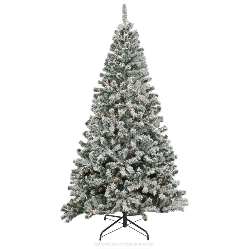 7.5 Feet Pre-lit Artificial Frosted Bonnyville Spruce Hinged Tree, 700 Clear Lights- UL National Tree CompanyLBRH90