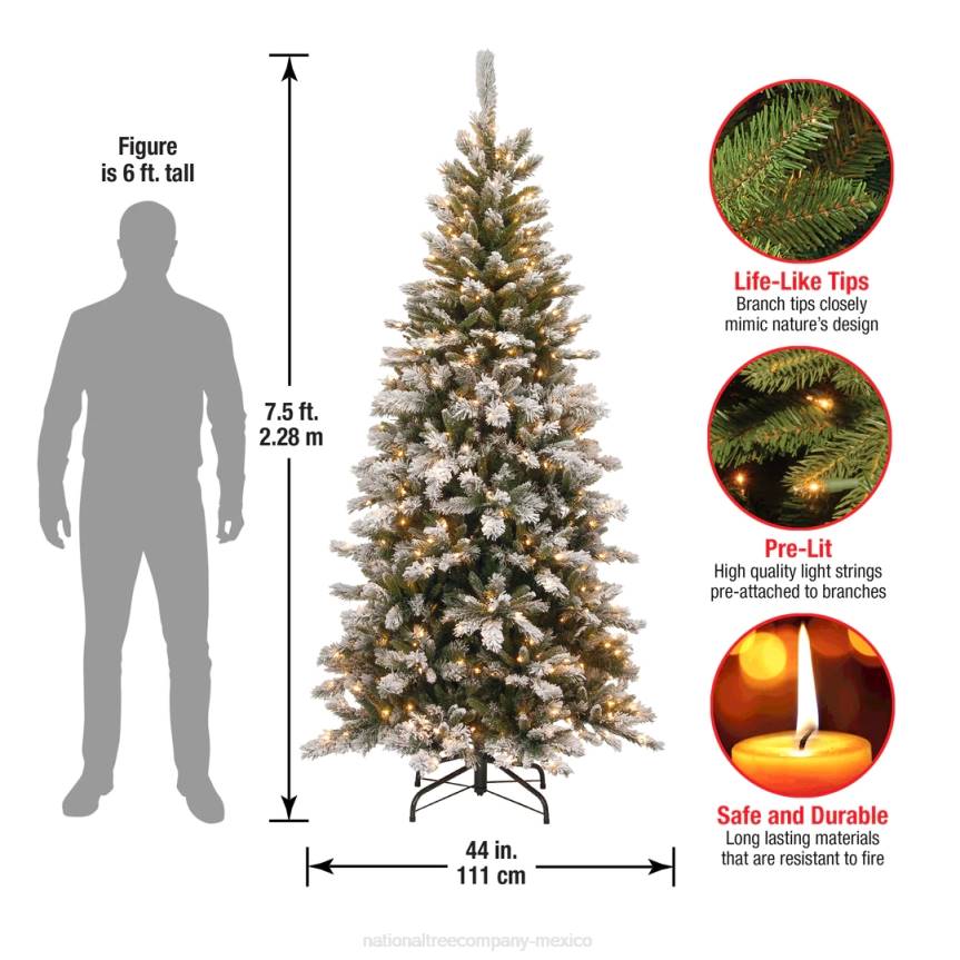 7.5 ft. Snowy Mountain Pine Slim Pine Tree with Clear Lights National Tree CompanyLBRH42