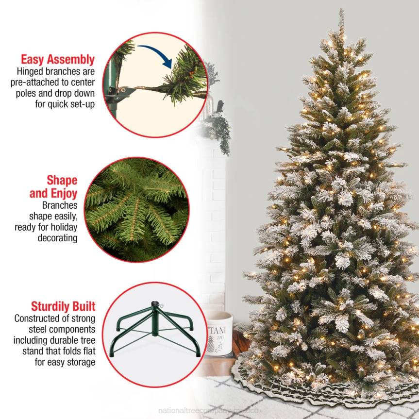 7.5 ft. Snowy Mountain Pine Slim Pine Tree with Clear Lights National Tree CompanyLBRH42