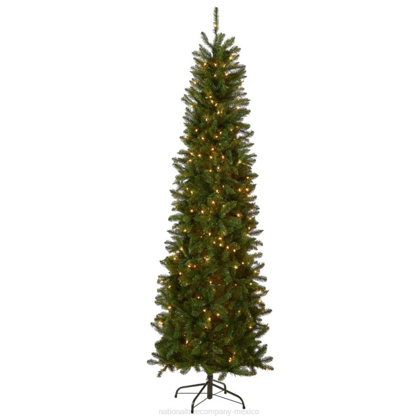 Artificial Pre-Lit Slim Christmas Tree, Green, Kingswood Fir, White Lights, Includes Stand, 7.5 Feet National Tree CompanyLBRH35