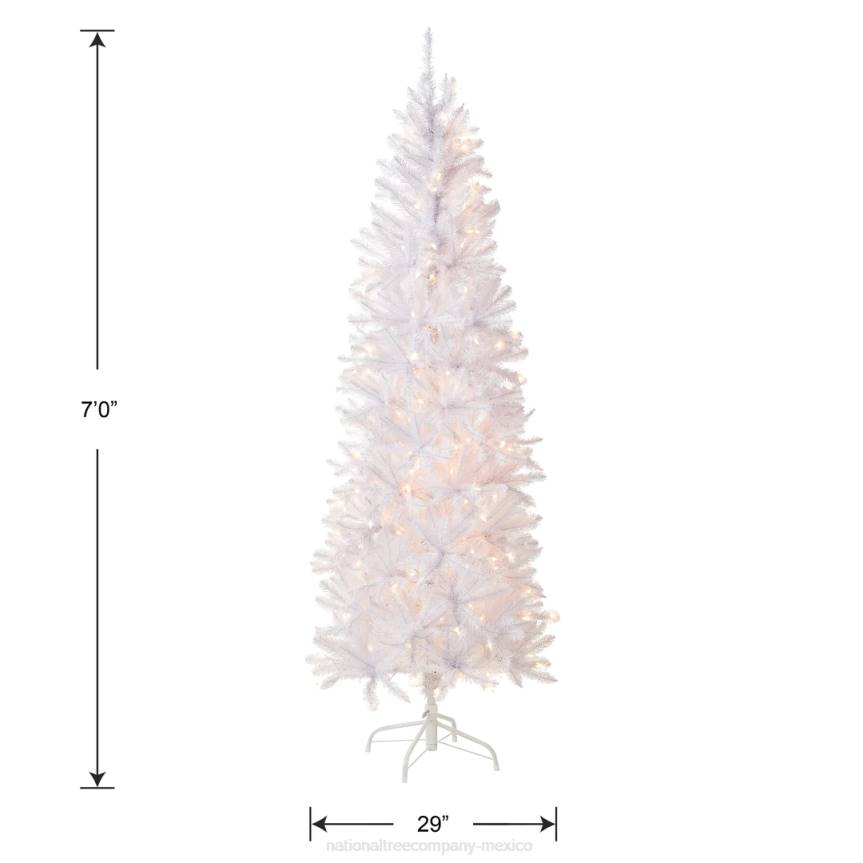 Artificial Pre-Lit Slim Christmas Tree, White, Kingswood Fir, White Lights, Includes Stand, 7 Feet National Tree CompanyLBRH134