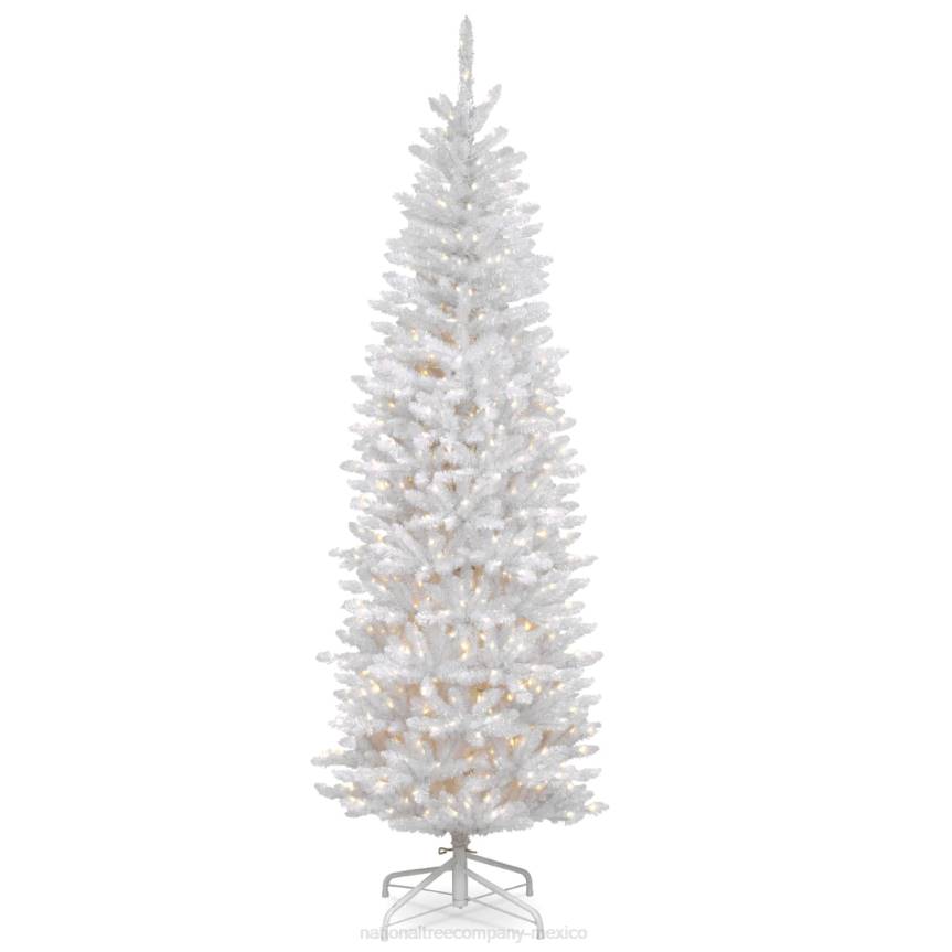 Artificial Pre-Lit Slim Christmas Tree, White, Kingswood Fir, White Lights, Includes Stand, 7 Feet National Tree CompanyLBRH134