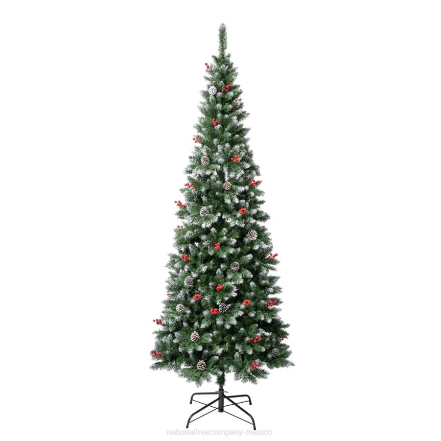 First Frosted Traditions Slim Christmas Tree with Hinged Branches, Pinecones and Red Berries, 7.5 ft National Tree CompanyLBRH185