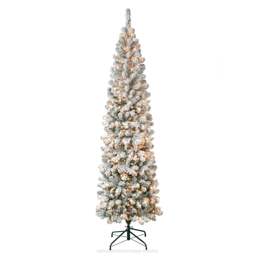 First Traditions Pre-Lit Acacia Flocked Tree Slim Christmas Tree, Clear Incandescent Lights, Plug In, 7.5 ft National Tree CompanyLBRH33