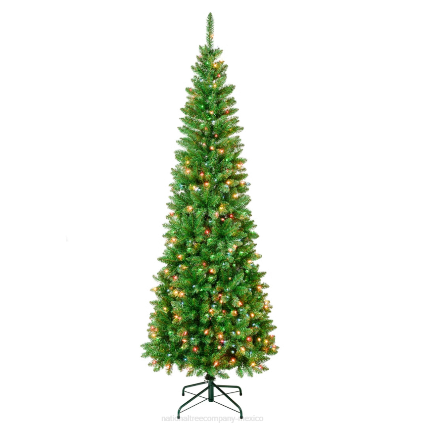 First Traditions Pre-Lit Rowan Pencil Slim Christmas Tree, Multicolor Incandescent Lights, Plug In, 7.5 ft National Tree CompanyLBRH182