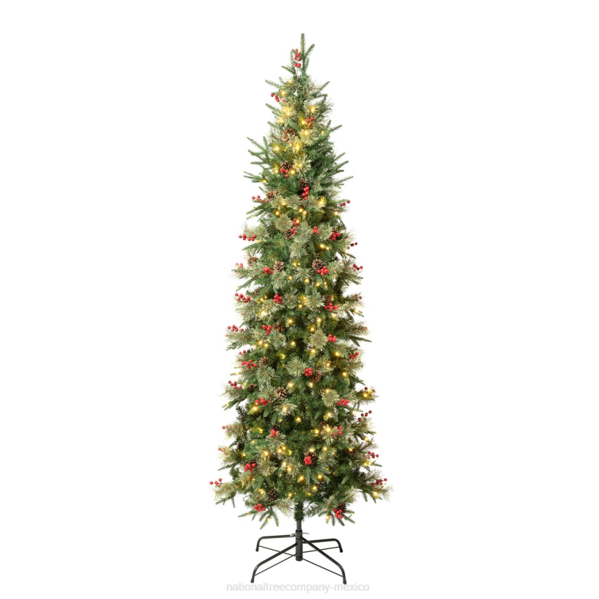 First Traditions Pre-Lit Virginia Blue Pine Slim Christmas Tree with Hinged Branches, Warm White LED Lights, Plug In, 7.5 ft National Tree CompanyLBRH37